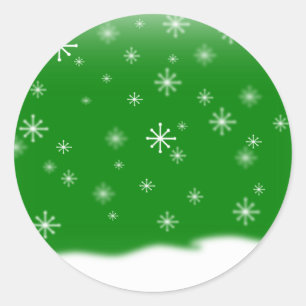 SNOWFLAKES GREEN CLASSIC ROUND STICKER
