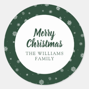 Snowflakes Green Holiday Sticker