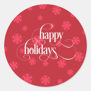 Snowflakes   Happy Holiday   Christmas Classic Round Sticker