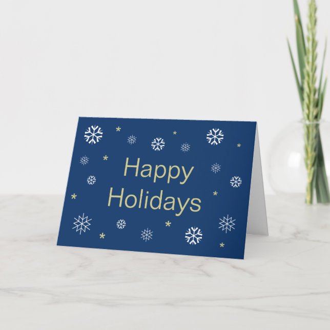 Snowflakes Happy Holidays Business Blue Card (Front)