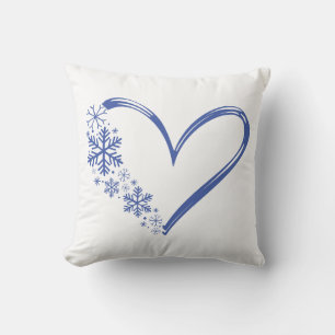 Snowflakes Heart Winter Christmas Cushion