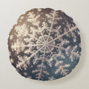 Snowflakes / Hearts Round Cushion