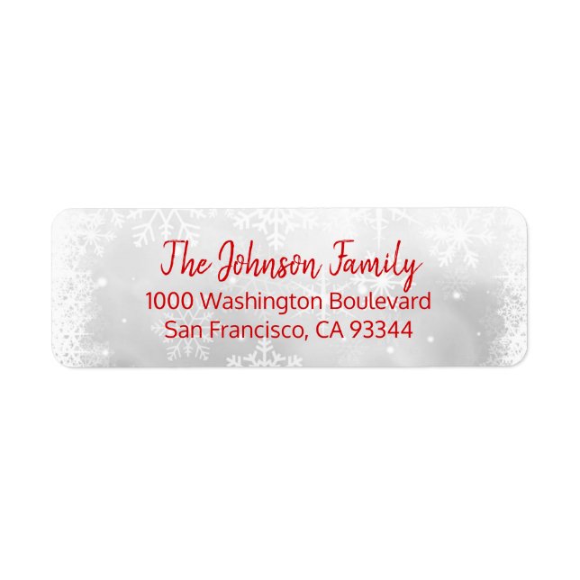 SNOWFLAKES Holiday Christmas RED Return Address (Front)