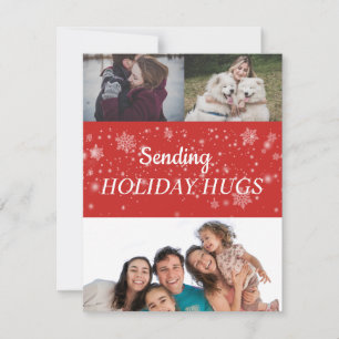 Snowflakes Holiday Hug Photo Greeting Card