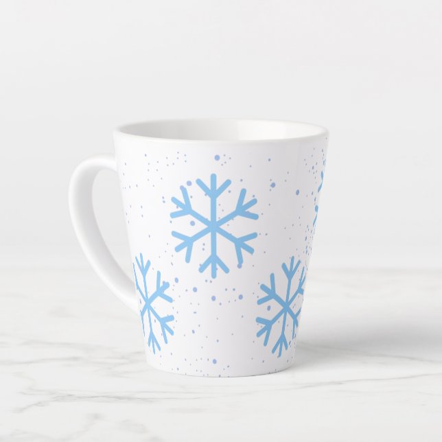 Snowflakes Holiday Latte Mug (Left Angle)
