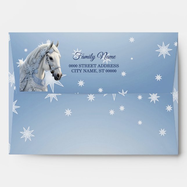 Snowflakes Horse Holiday Christmas Envelope (Back (Top Flap))