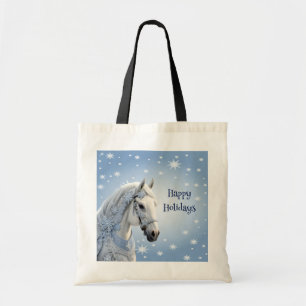 Snowflakes Horse Holiday Christmas Tote Bag