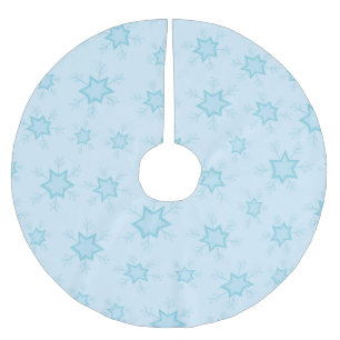Snowflakes, Ice Blue, Icy Snowflakes, Snow Brushed Polyester Tree Skirt