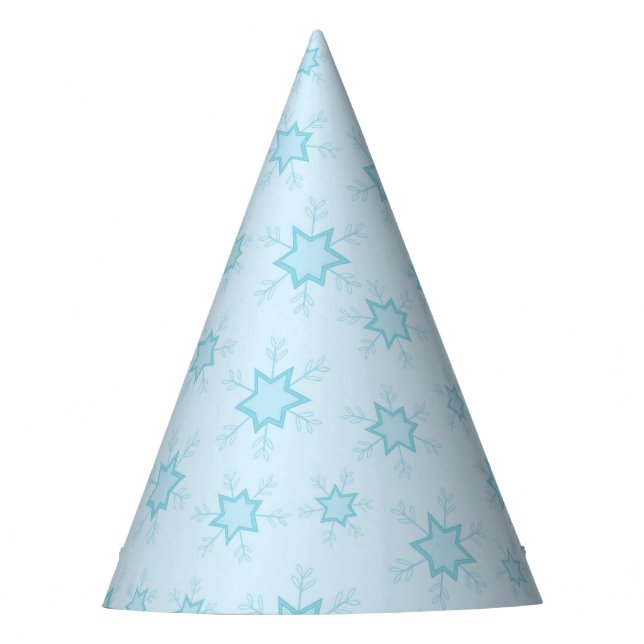 Snowflakes, Ice Blue, Icy Snowflakes, Snow Party Hat (Front)
