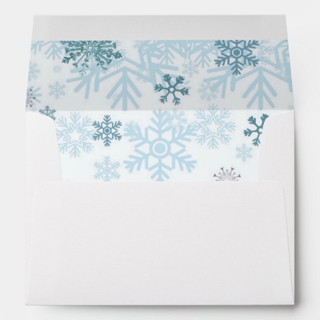Snowflakes in Blue Winter Holiday Envelope (Back (Bottom))