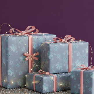 snowflakes in dusty blue  wrapping paper