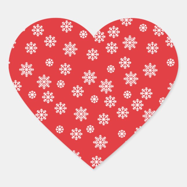 Snowflakes in Red Heart Sticker (Front)