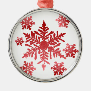 Snowflakes in Red Ornament