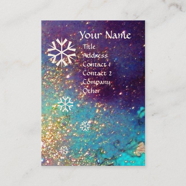 SNOWFLAKES IN SILVER SPARKLES BUSINESS CARD (Front)