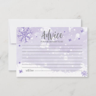 Snowflakes Lavender Baby Shower Advice Cards