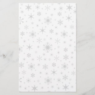 Snowflakes – Light Grey on White Stationery