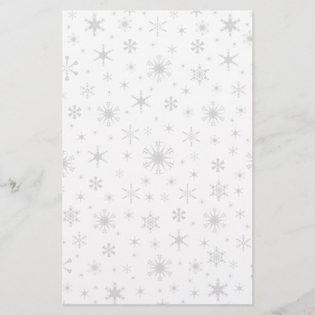 Snowflakes – Light Grey on White Stationery (Front)