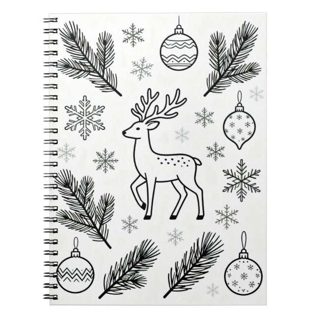  Snowflakes Line Art Notebook (Front)