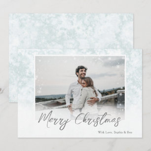 Snowflakes Merry Christmas One Photo Holiday Card