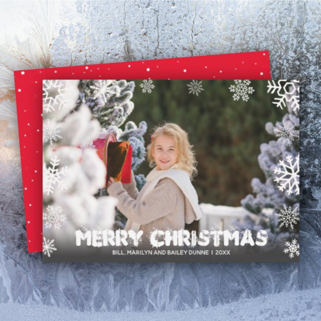 Snowflakes Merry Christmas Photo Holiday Card (Creator Uploaded)