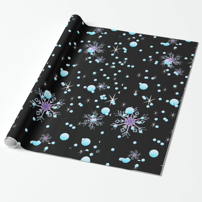 Snowflakes "Merry Christmas" Wrapping Paper (Unrolled)