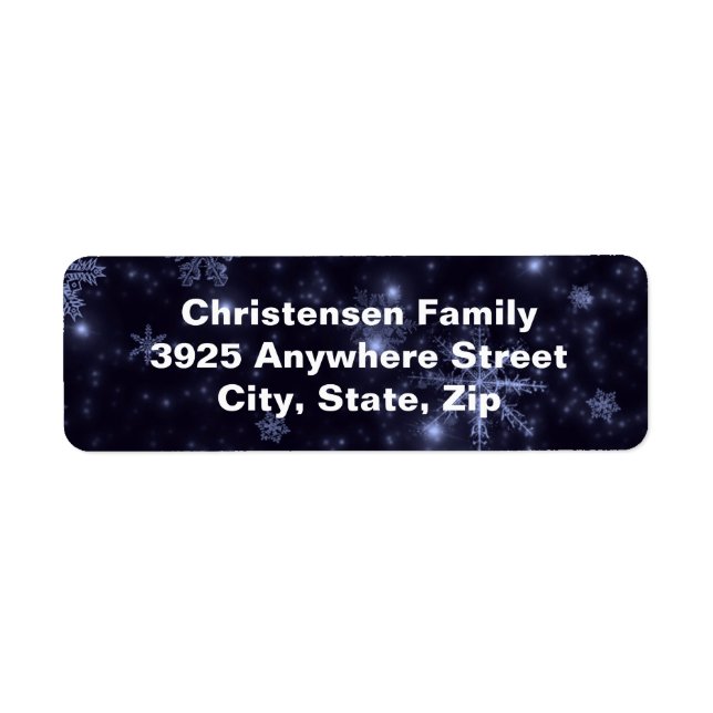 Snowflakes Midnight Blue Background Address Labels (Front)