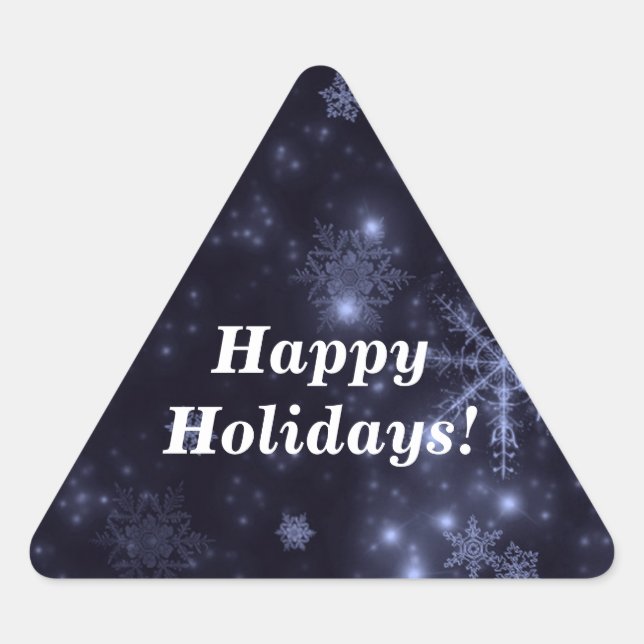 Snowflakes Midnight Blue Background Tri Stickers (Front)