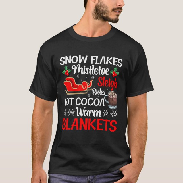 Snowflakes Mistletoe Sleigh Clothing Christmas Hol T-Shirt (Front)