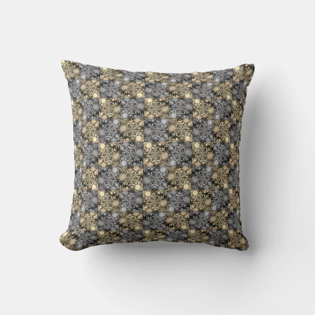 Snowflakes / Moon / Silver - Gold / Cushion (Front)