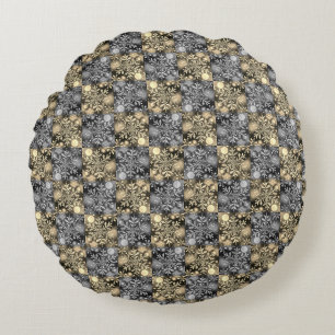 Snowflakes / Moon / Silver - Gold / Round Cushion