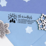 Snowflakes Mountain Pines Rustic Family & Wedding Self-inking Stamp<br><div class="desc">Rustic return address rubber stamp with charming fonts and the illustration of pine trees against a mountain backdrop and snowflakes falling over the mountain tops. Winter themed return address rubber stamp for the holiday season or rustic winter weddings. Add a rustic touch to your Christmas mail with this mountain and...</div>