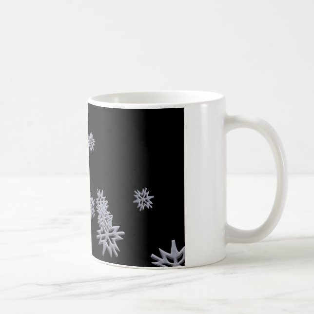 Snowflakes on a black background coffee mug (Right)