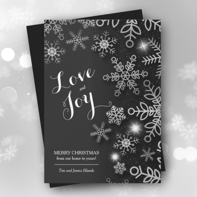 Snowflakes on Black Christmas Non-Photo Holiday Card (Creator Uploaded)