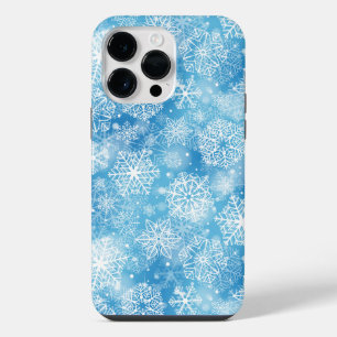 Snowflakes on blue iPhone 14 pro max case