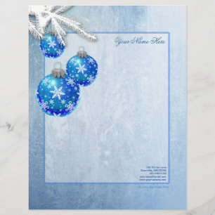Snowflakes on Blue Ornaments Frost Customized Letterhead