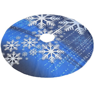 Snowflakes on Blue Royal Fleece Tree Skirt