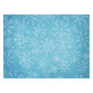 Snowflakes on Blue Tablecloth