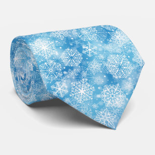Snowflakes on blue tie