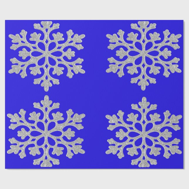 Snowflakes on Blue Wrapping Paper (Flat)