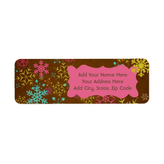 Snowflakes on Brown Return Address Labels (Front)