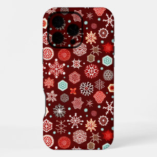 Snowflakes on Burgundy iPhone 16 Pro Max Case
