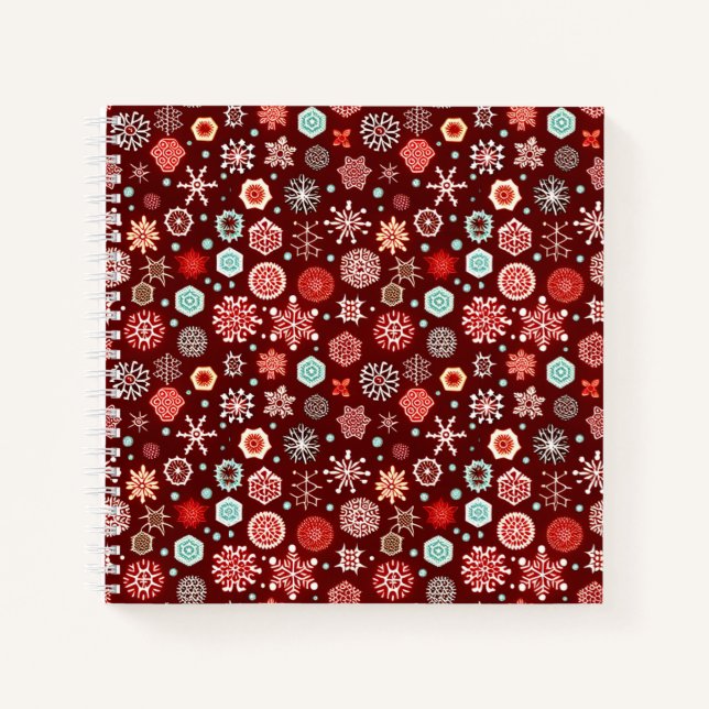 Snowflakes on Burgundy Notebook (Front)