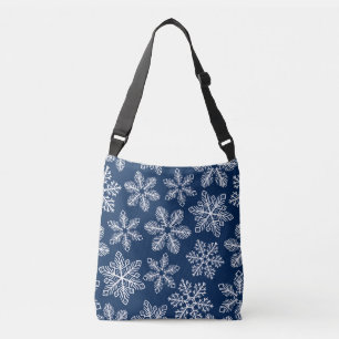 Snowflakes on dark blue crossbody bag