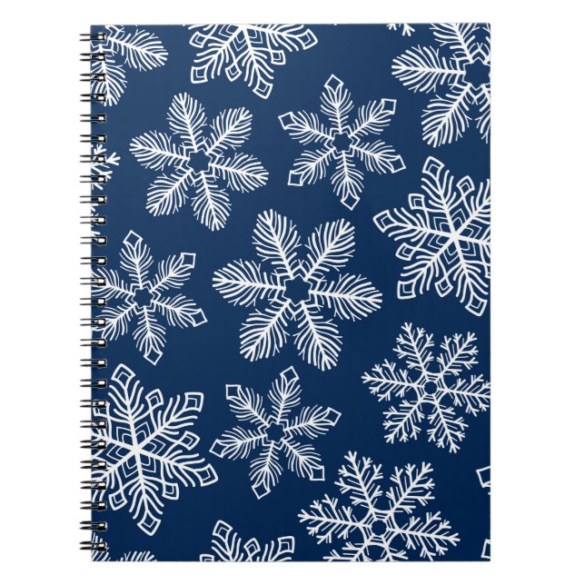 Snowflakes on dark blue notebook (Front)