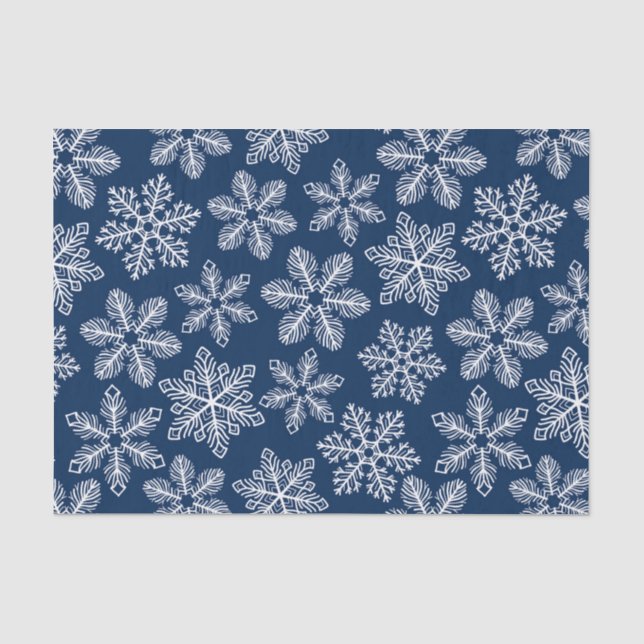 Snowflakes on dark blue tissue paper (Front)