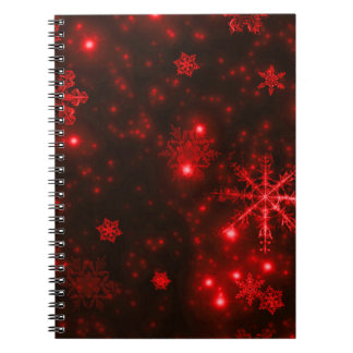 Snowflakes on Deep Red Background Notebook