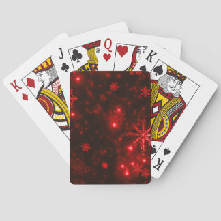 Snowflakes on Deep Red Background Playing Cards