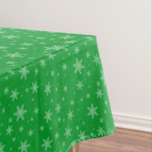 Snowflakes on Green Tablecloth
