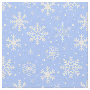 Snowflakes on Ice Blue Fabric