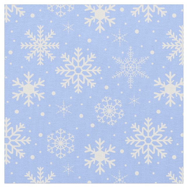 Snowflakes on Ice Blue Fabric (Close Up)